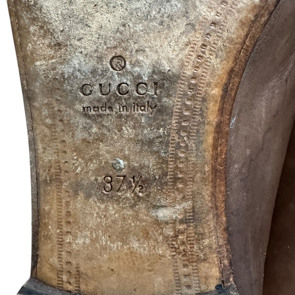 GUCCI Jordaan Brown Leather Horse-bit Loafers Size 37.5 - Picture 7 of 9